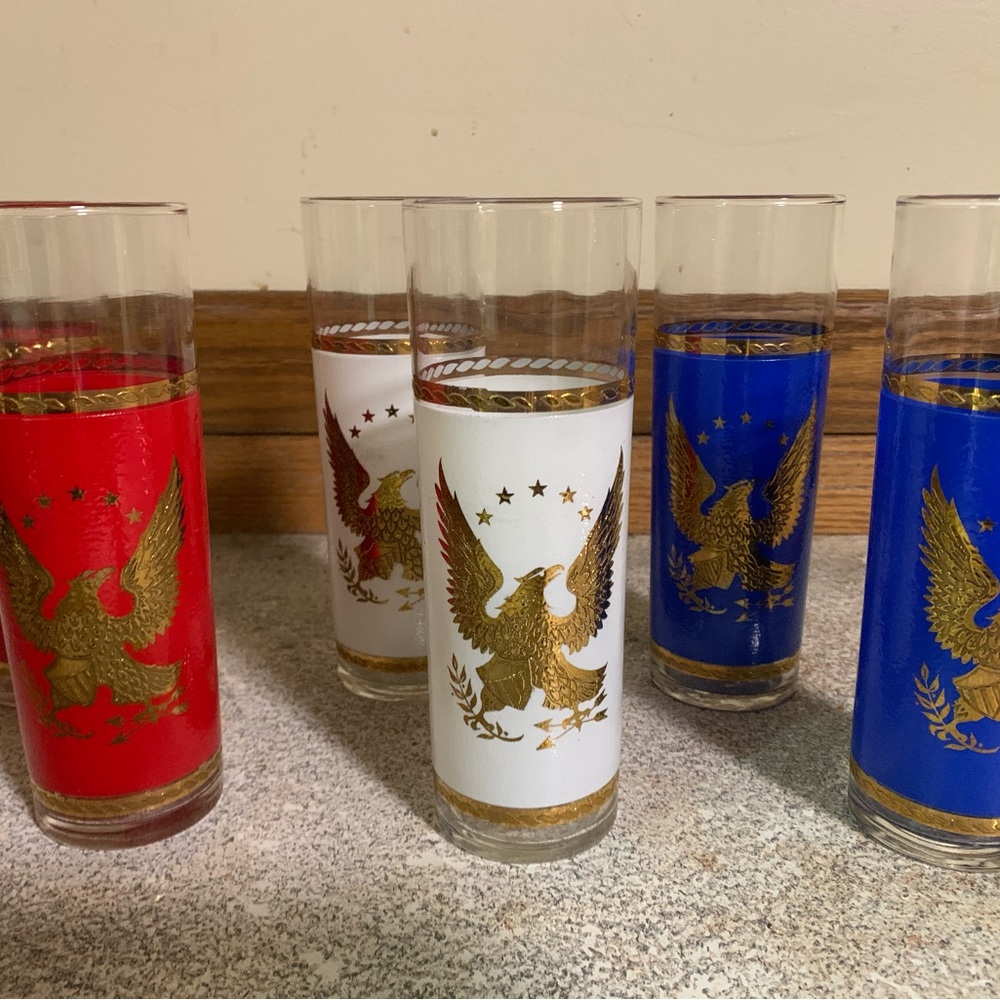 Set of 6 Vintage Patriotic highball glasses in excellent condition